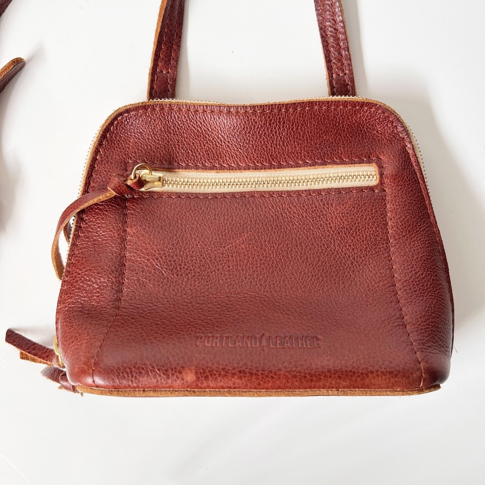 Portland Leather Goods Luna Crossbody Bag Small Brown Pebbled Leather Purse